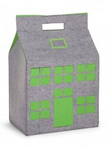 Childhome, Filcowy domek na zabawki szary i limonka 50x35x72